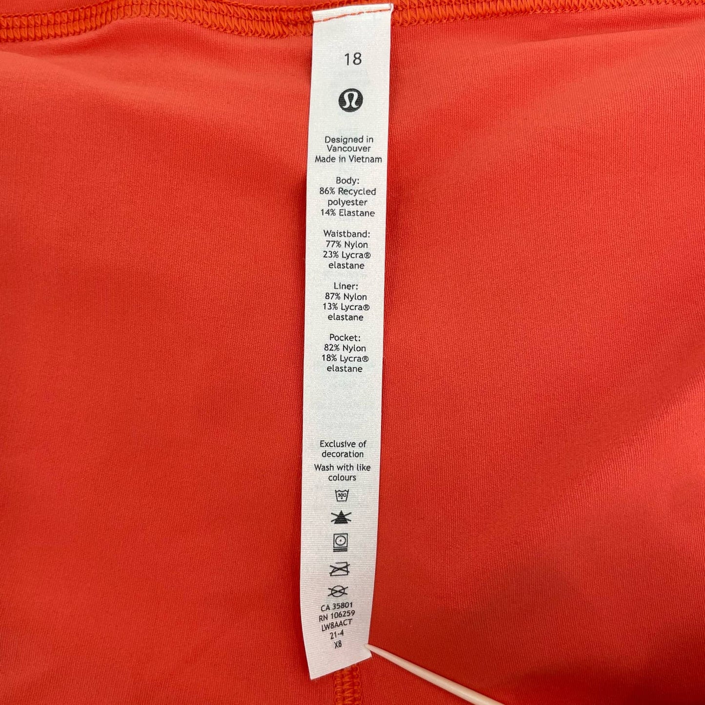 Lululemon Tall Pace Rival Active Skirt Skort Warm Coral Orange Pleats Tennis Size 18