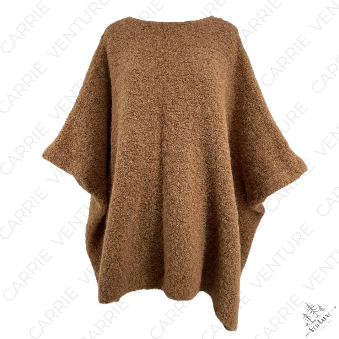 Lauren Manoogian Horizontal Poncho Camel Tan Oversized Alpaca Wool Blend One Size