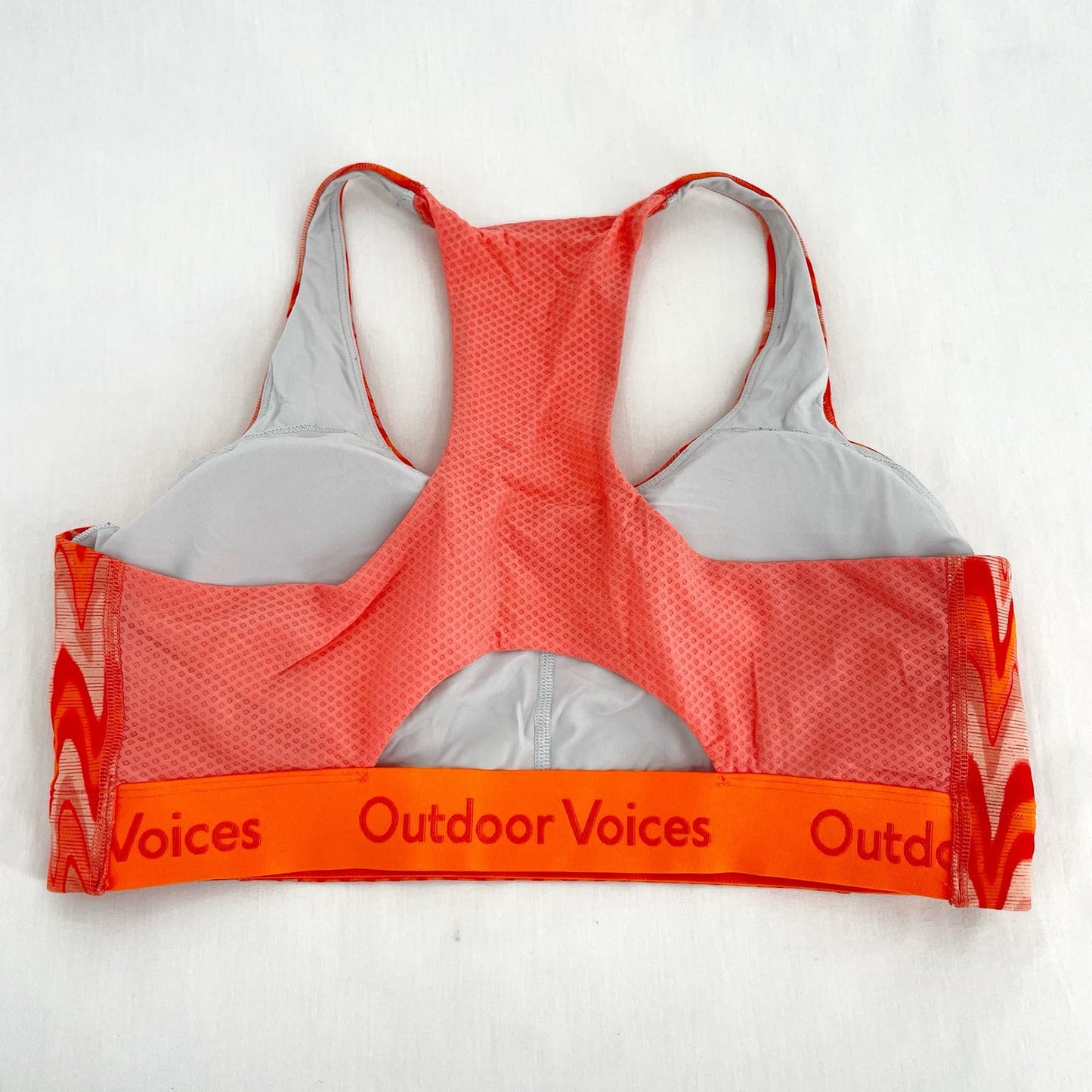 Outdoor Voices Grapefruit Helios Doing Things Sports Bra Wavy Print Retro Top Size XL