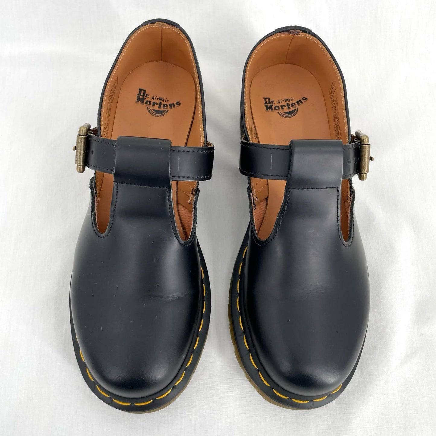 Dr. Martens Polley Mary Jane Black Smooth Leather Classic Academia Style Shoes Size 6