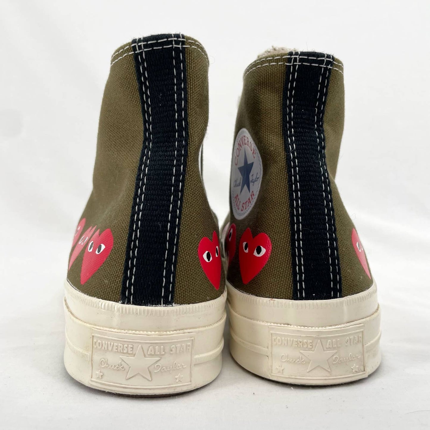 Converse X Comme des Garcons Play Chuck Taylor Multi Heart Khaki Sneakers Shoes Size W 8