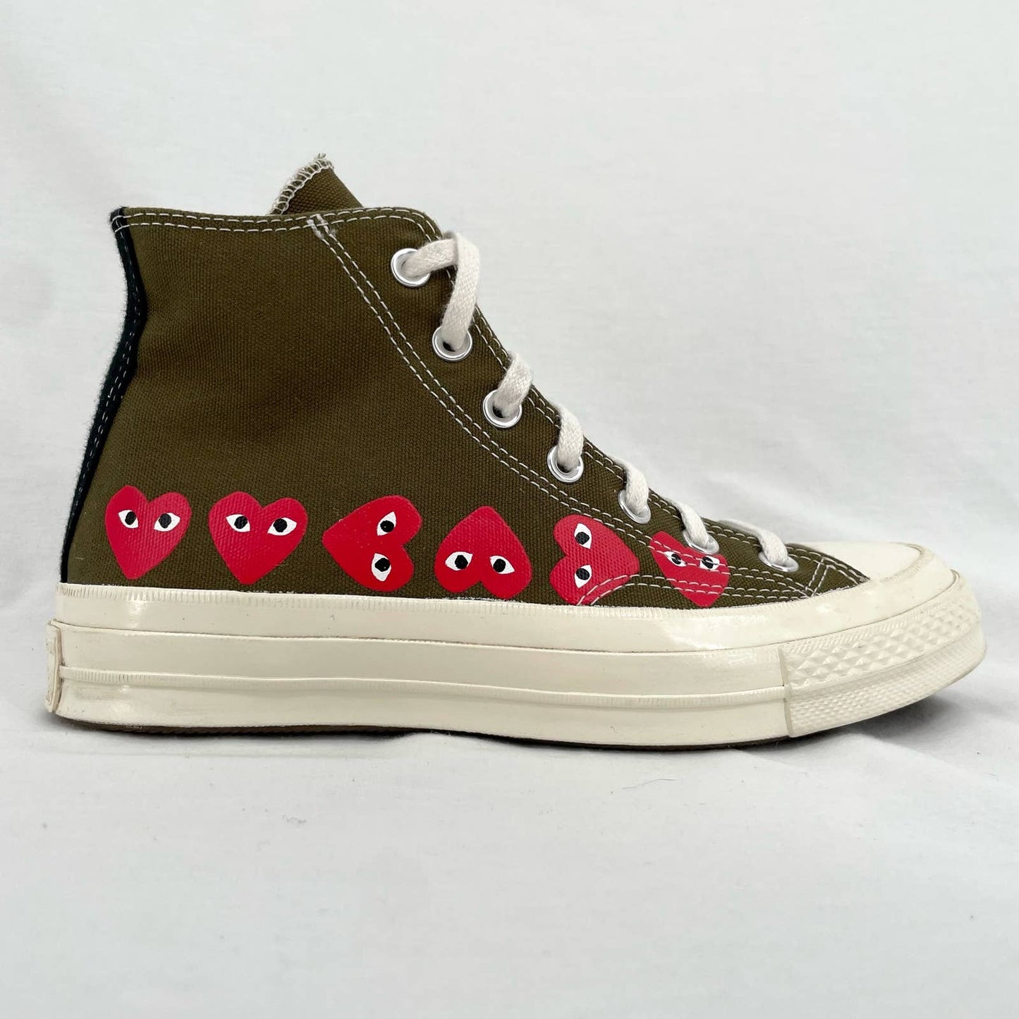 Converse X Comme des Garcons Play Chuck Taylor Multi Heart Khaki Sneakers Shoes Size W 8
