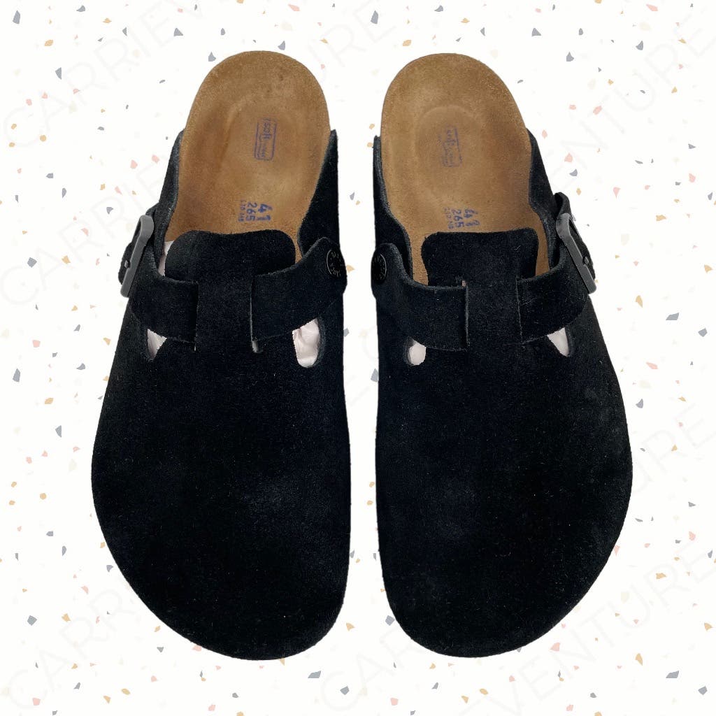 Birkenstock Black Suede Boston Clogs Soft Leather Slip On Shoe Unisex Size EU 41