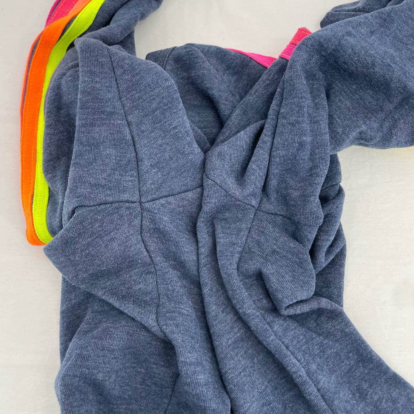 Aviator Nation Heather Navy Bolt Classic Cropped Crew Sweatshirt Neon 5 Stripe Size L