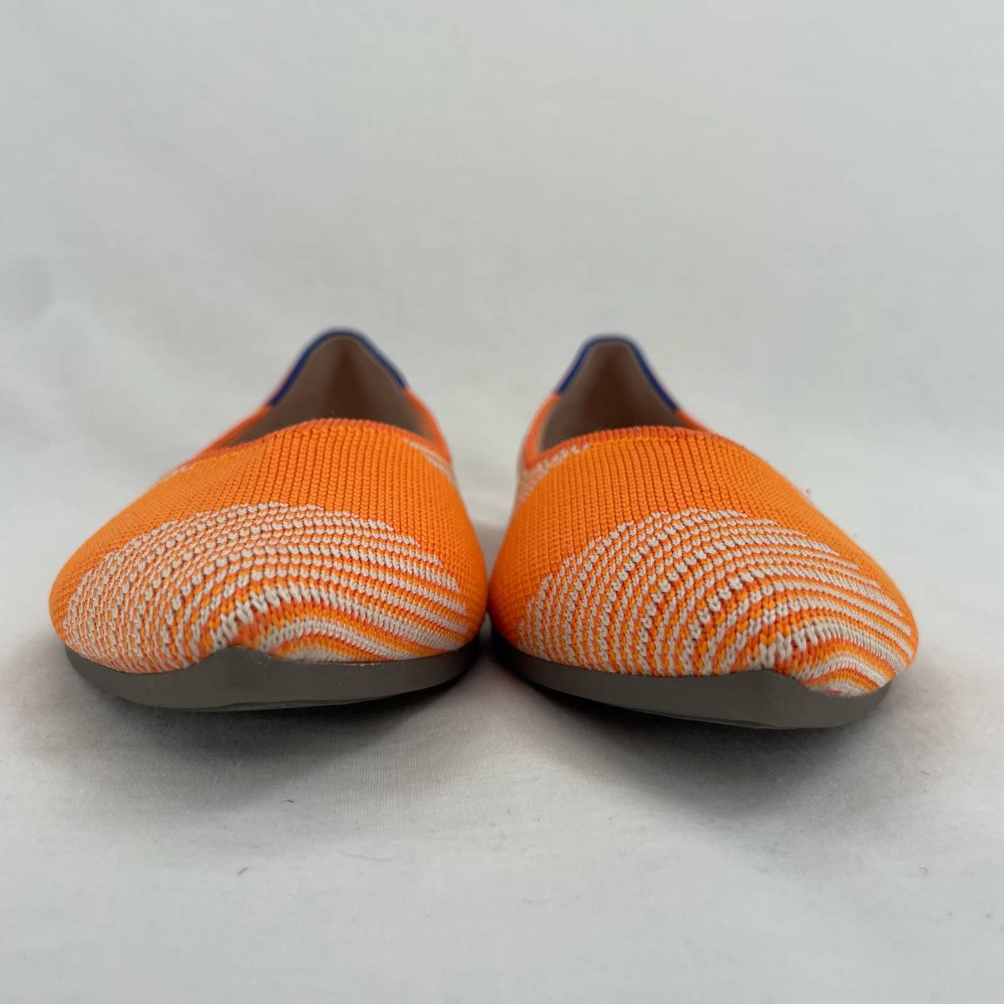 Rothy’s The Point Sherbet Orange White Striped Flats Bright Casual Summer Shoes Size 11.5