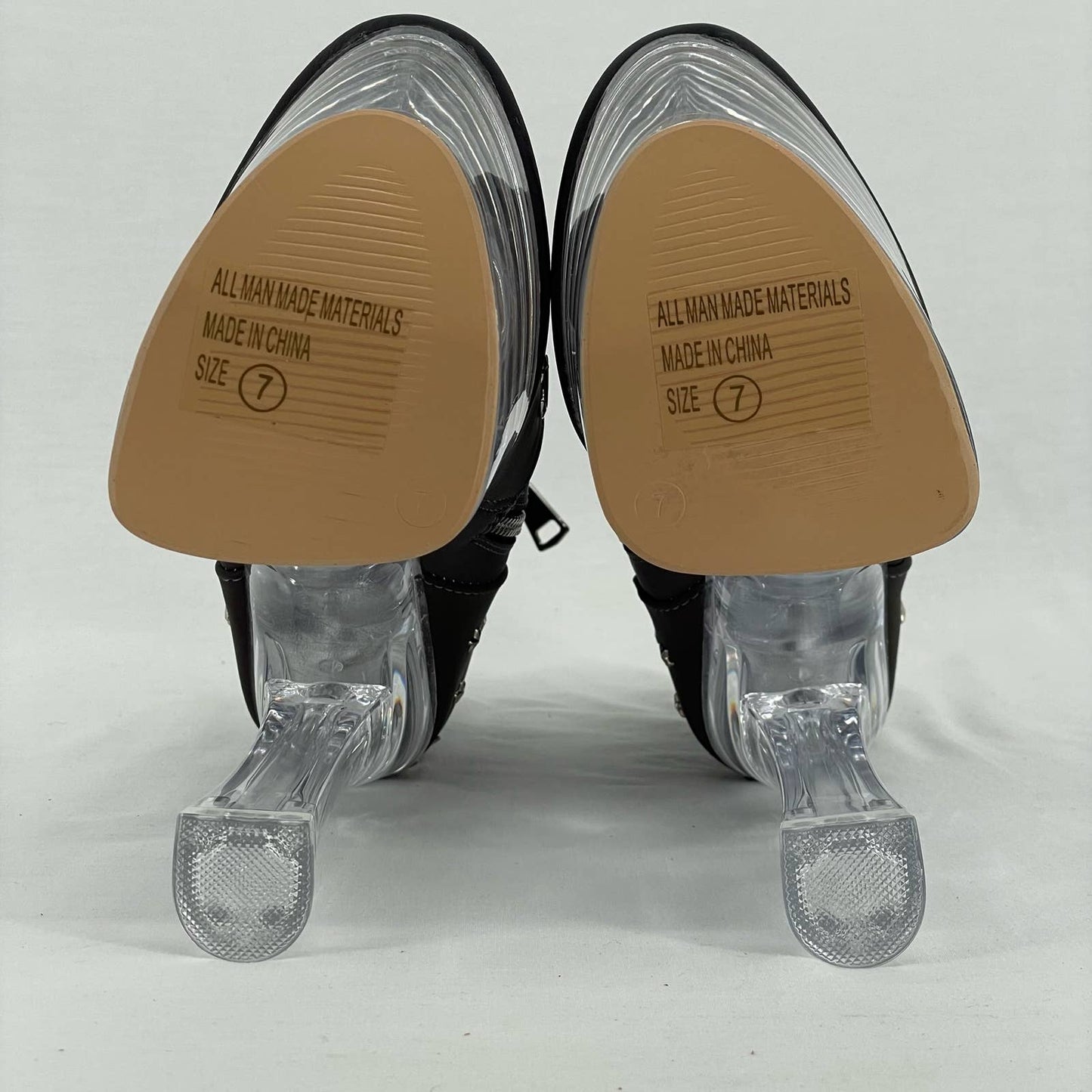 Exotic Cosmic Reflective Heels Celestial Moon Stars Clear Platform Dancer Boots Size 7