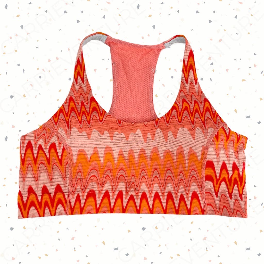 Outdoor Voices Grapefruit Helios Doing Things Sports Bra Wavy Print Retro Top Size XL