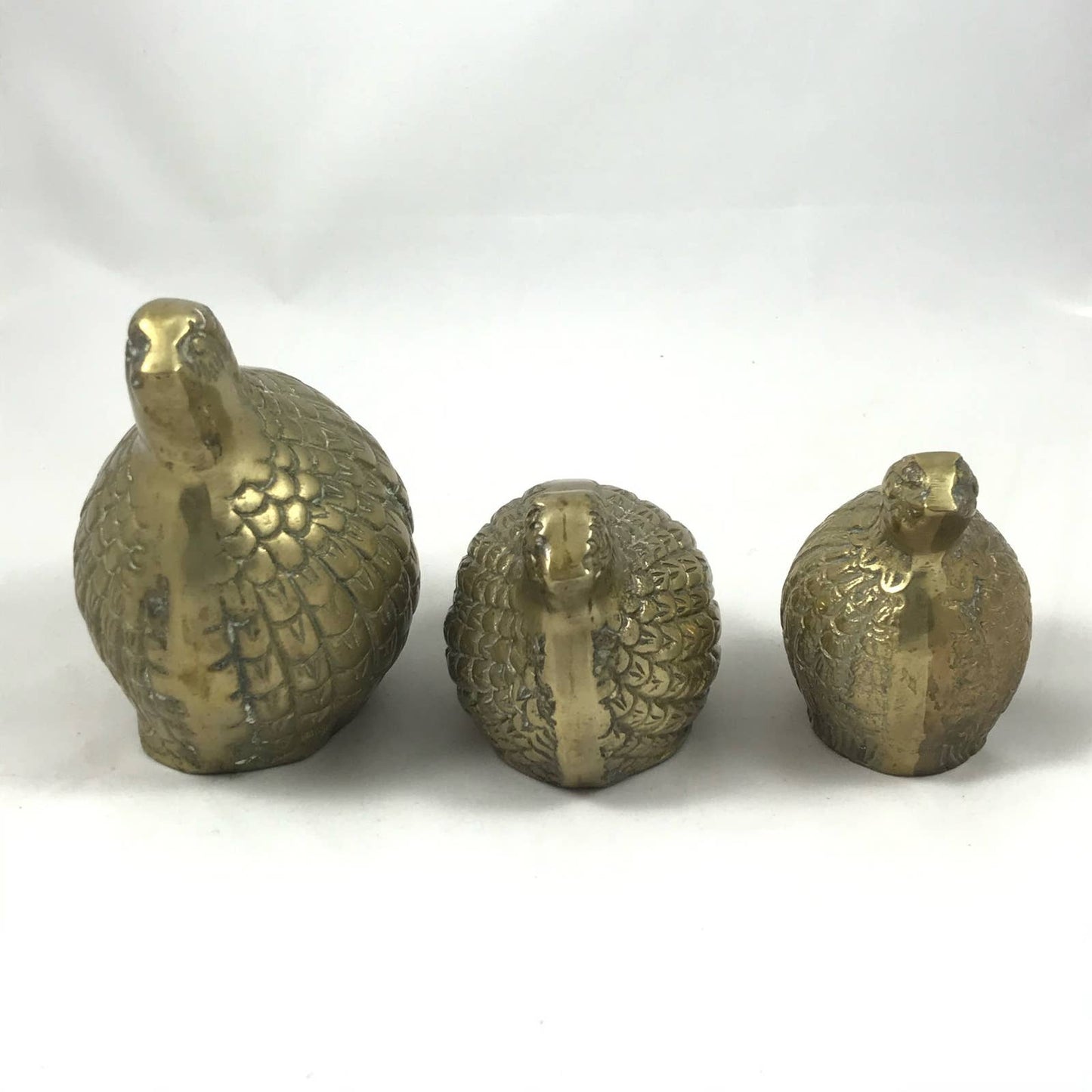 Vintage Brass Quail Grouse Set of 3 MidMod Game Bird Rustic Chic Farmhouse Decor
