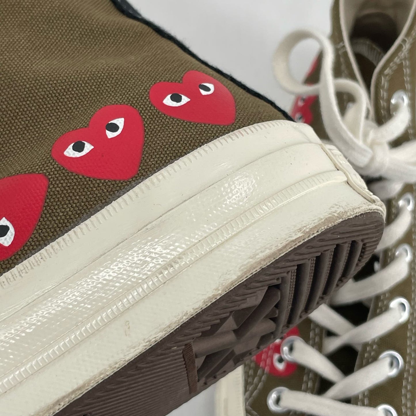 Converse X Comme des Garcons Play Chuck Taylor Multi Heart Khaki Sneaker Shoes Size 7