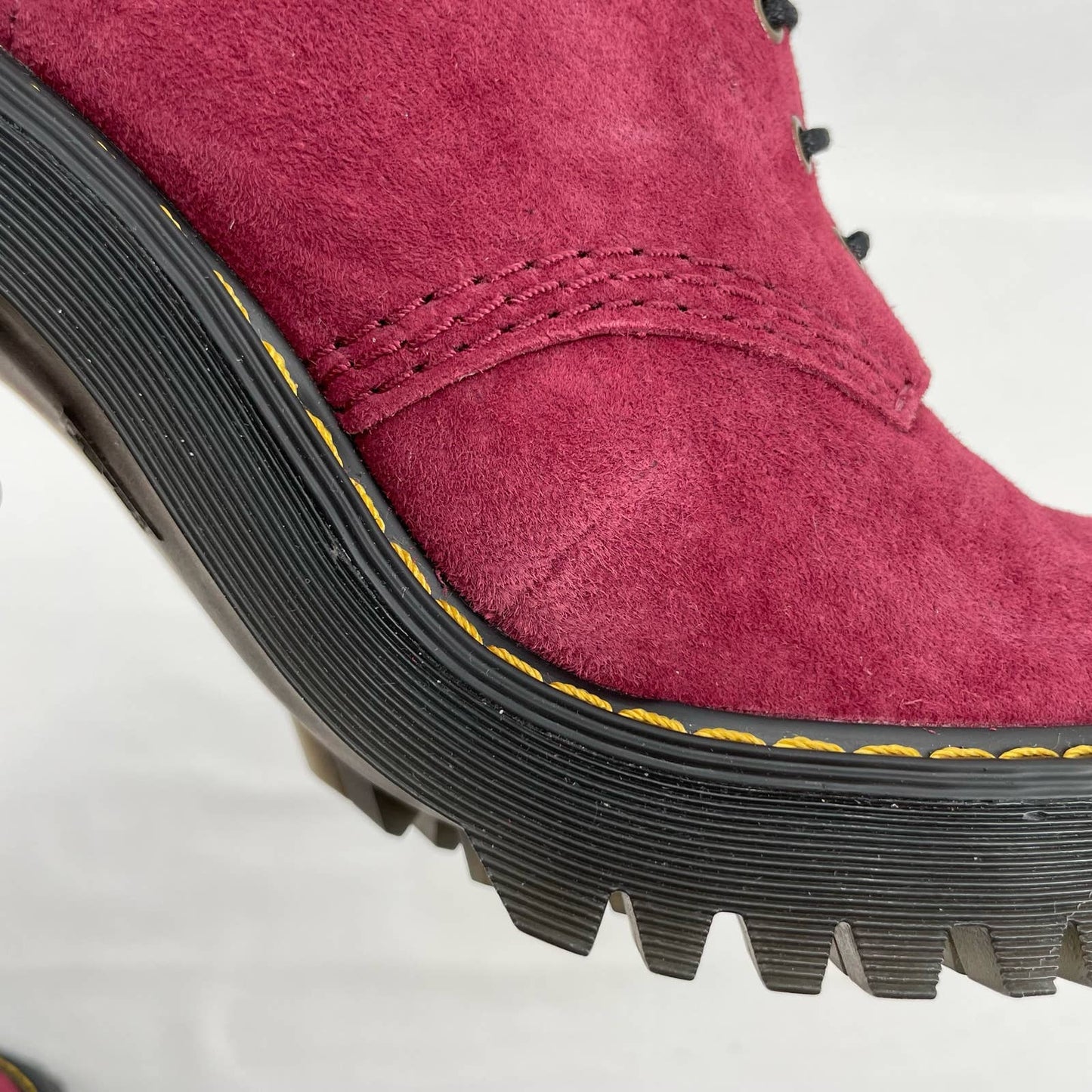 Dr. Martens Kendra Red Suede High Heels Leather Lace Up Witchy Heeled Boots Size 6