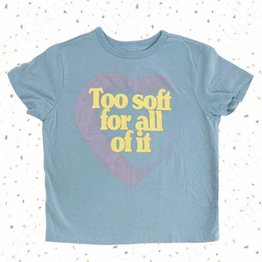 Taylor Swift Blue Baby Tee Too Soft For All Of It Sweet Nothing Midnights Heart Size M