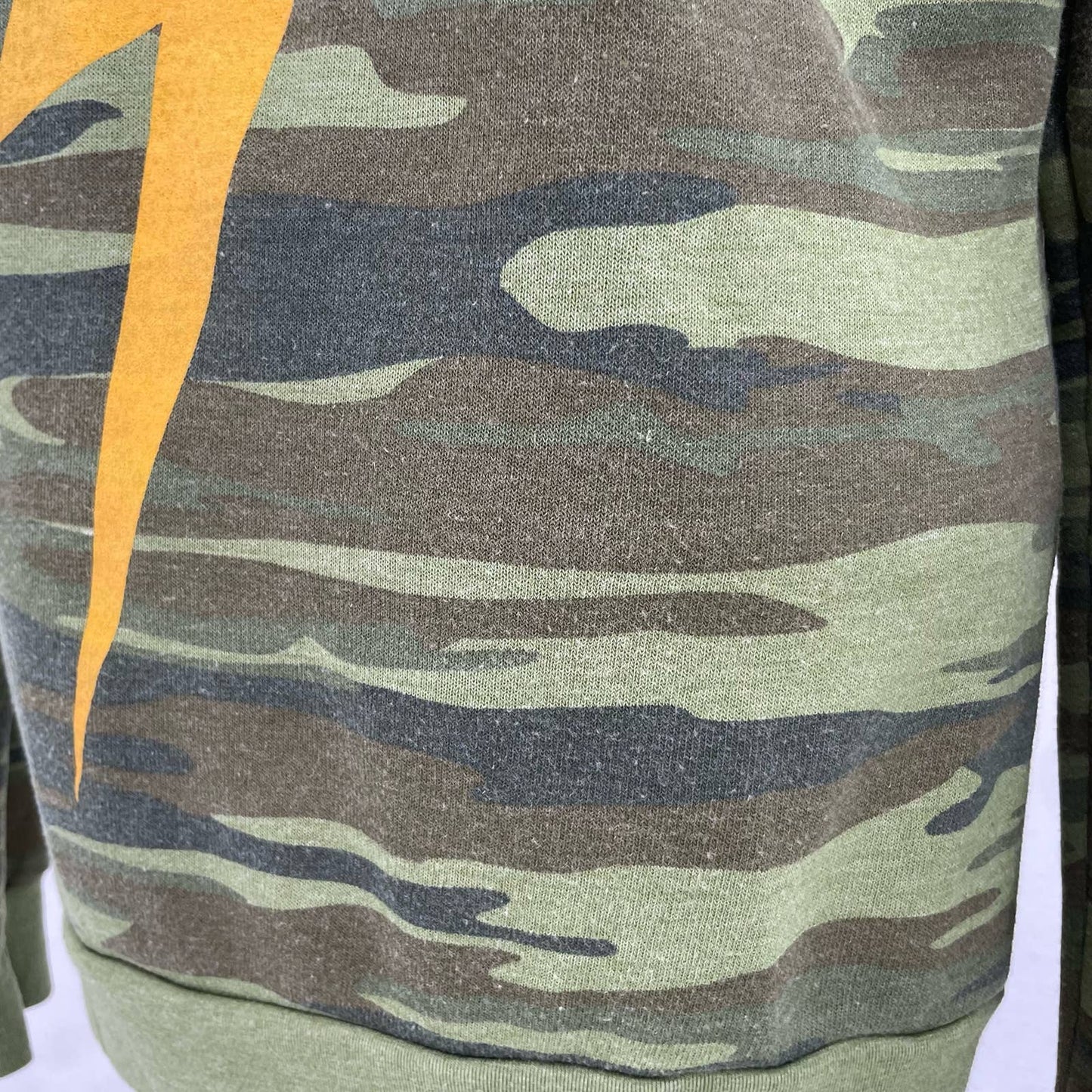 Aviator Nation Zip Hoodie Bolt Camo Green Camouflage Yellow Lightning Unisex Size L