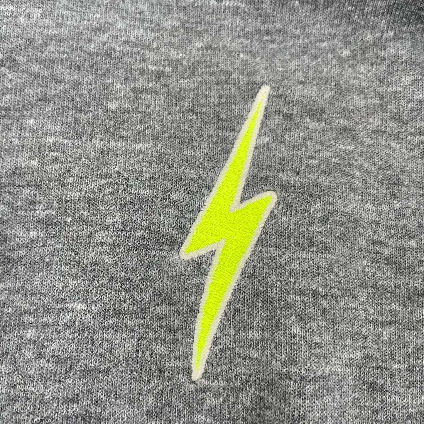 Aviator Nation Light Gray Bolt Classic Cropped Crew Sweatshirt Neon 5 Stripe Size XS