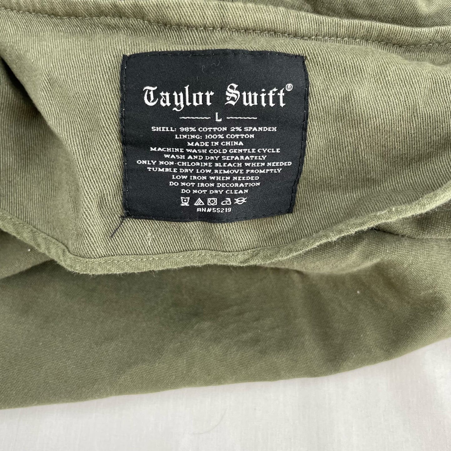 Taylor Swift Reputation Jacket Army Green Black Snake Stadium Tour Olive Coat Size L