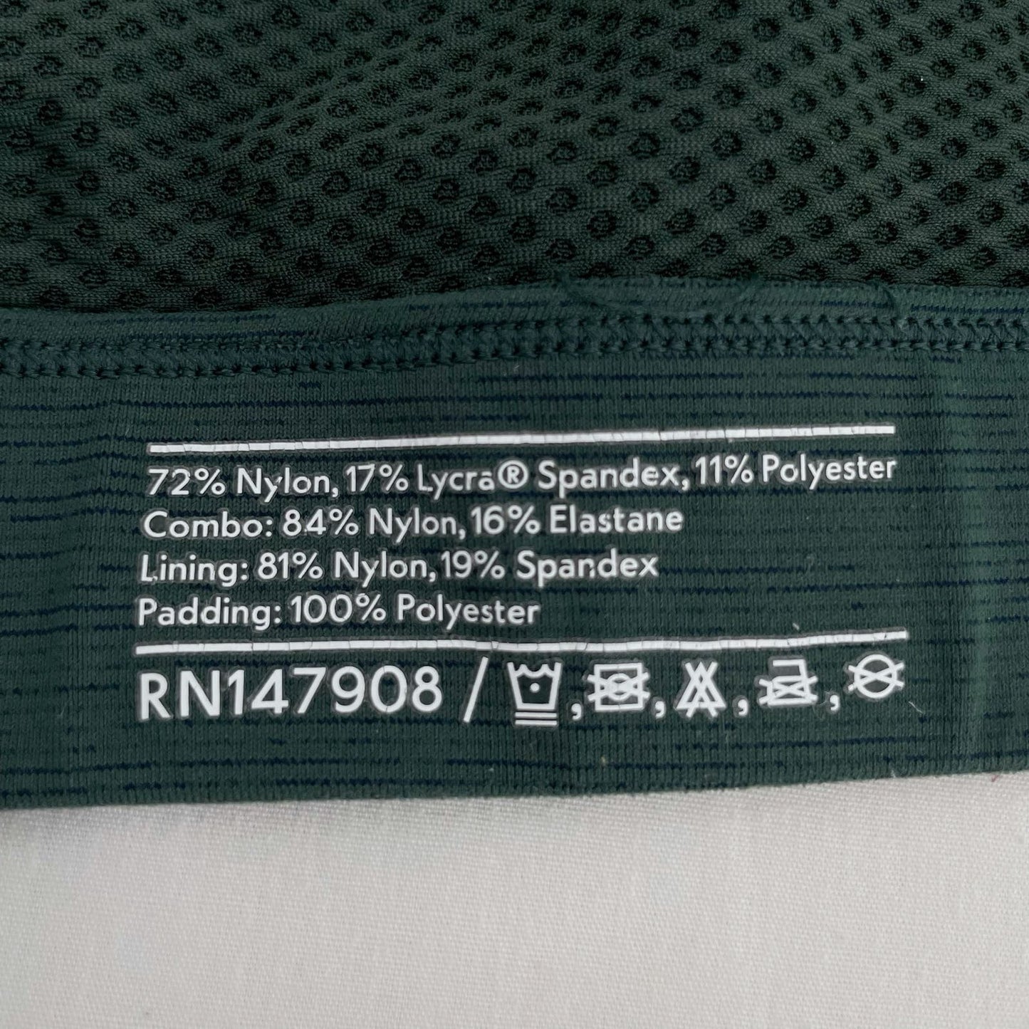Outdoor Voices Zip Up Front Sports Bra Evergreen Dark Green Adjustable Straps Size XL (C/D)