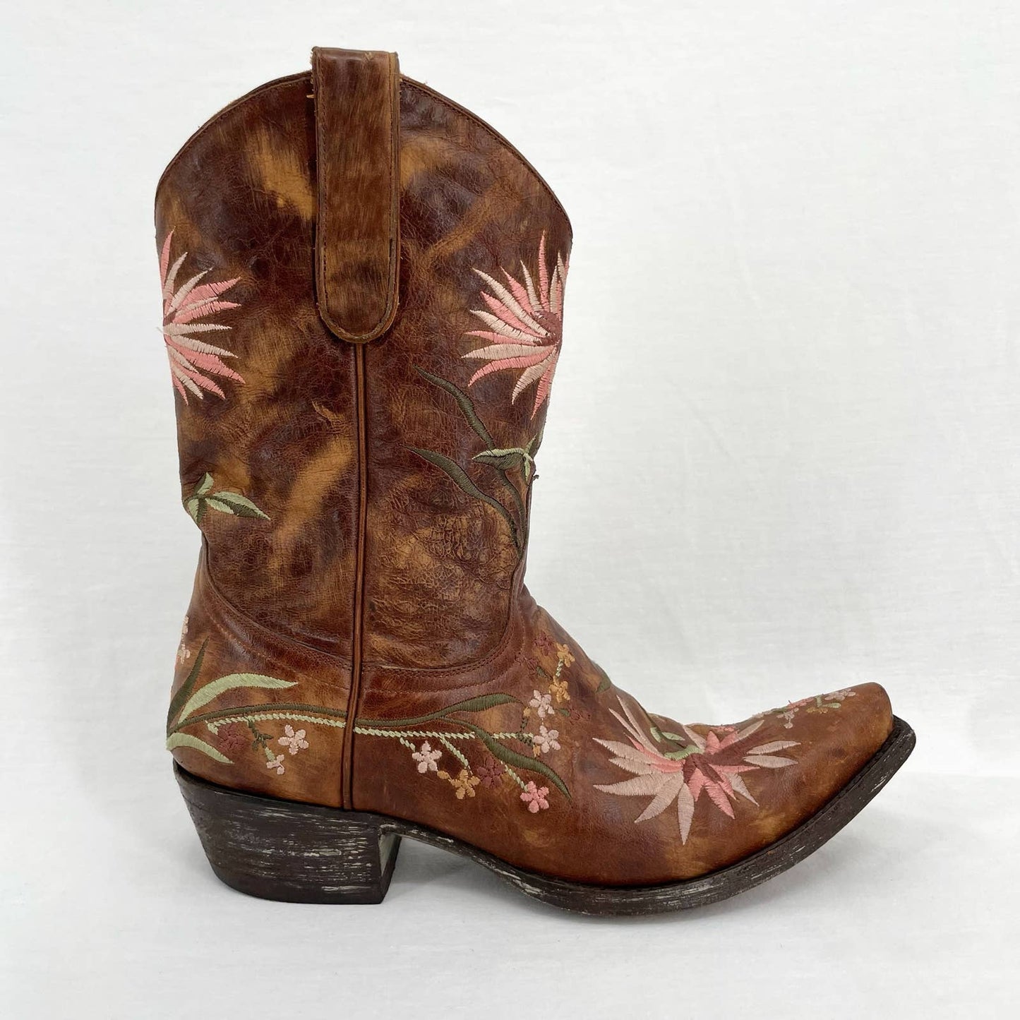 Old Gringo Ellie Boot Low Western Cowboy Cowgirl Floral Leather Brass Brown Size 8.5