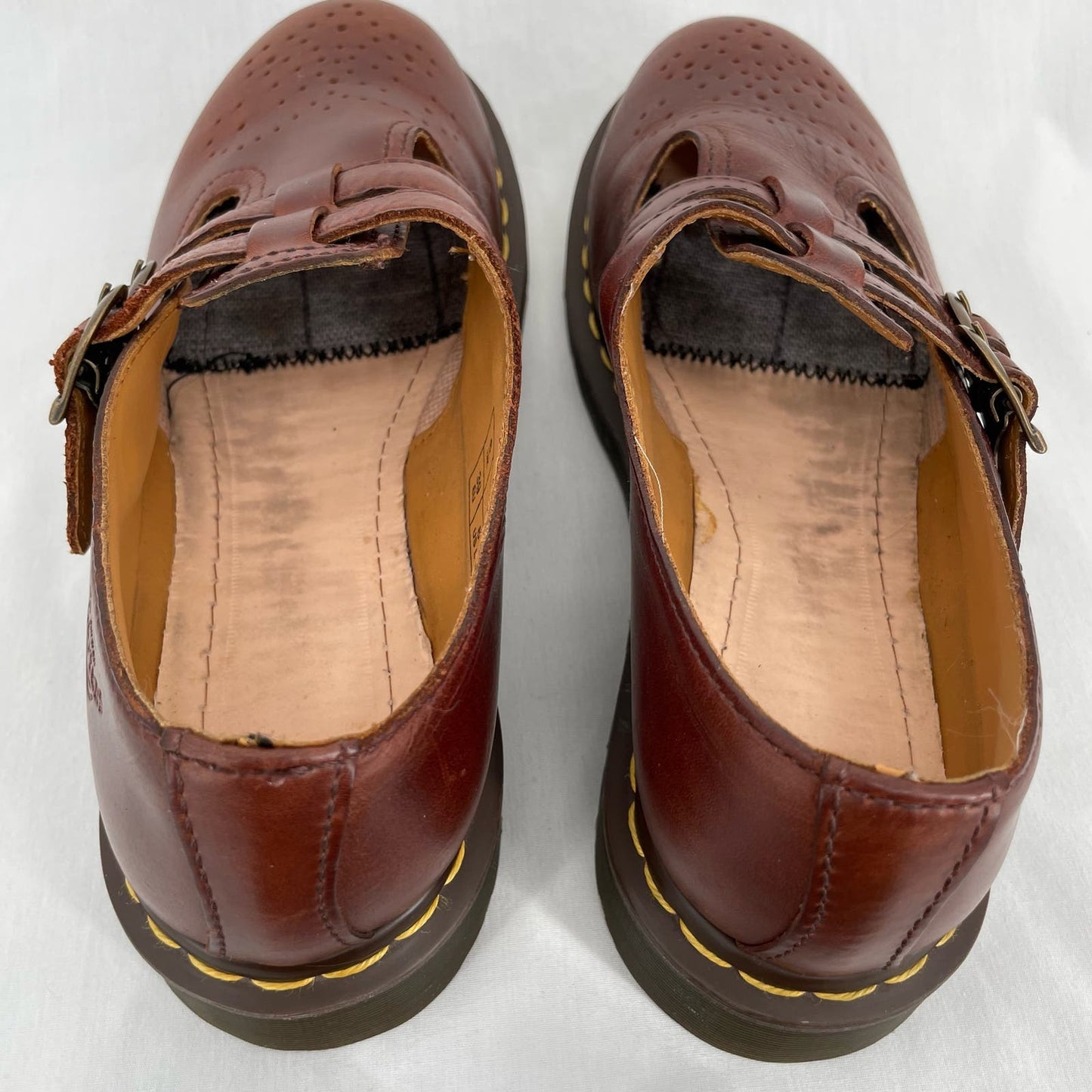 Dr. Martens Mary Jane Brown Smooth Leather Double Buckle Oxford Classic Shoes Size 8