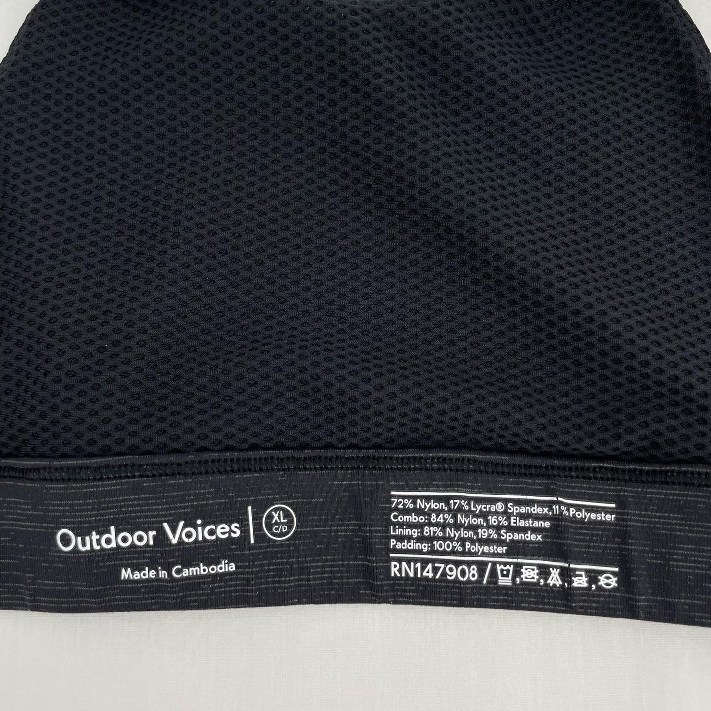 Outdoor Voices Zip Up Front Sports Bra Night Black Dark Gray Adjustable Strap Size XL (C/D)