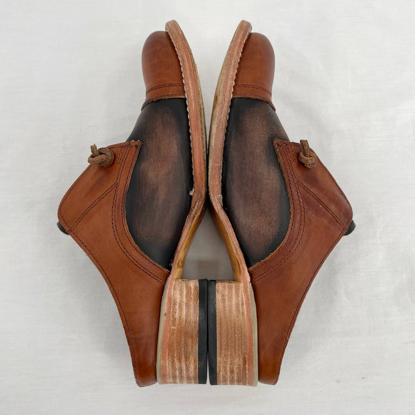 Freebird by Steven Malena Heeled Mule Clog Brown Tan Leather Neutral Saddle Shoe Size 7