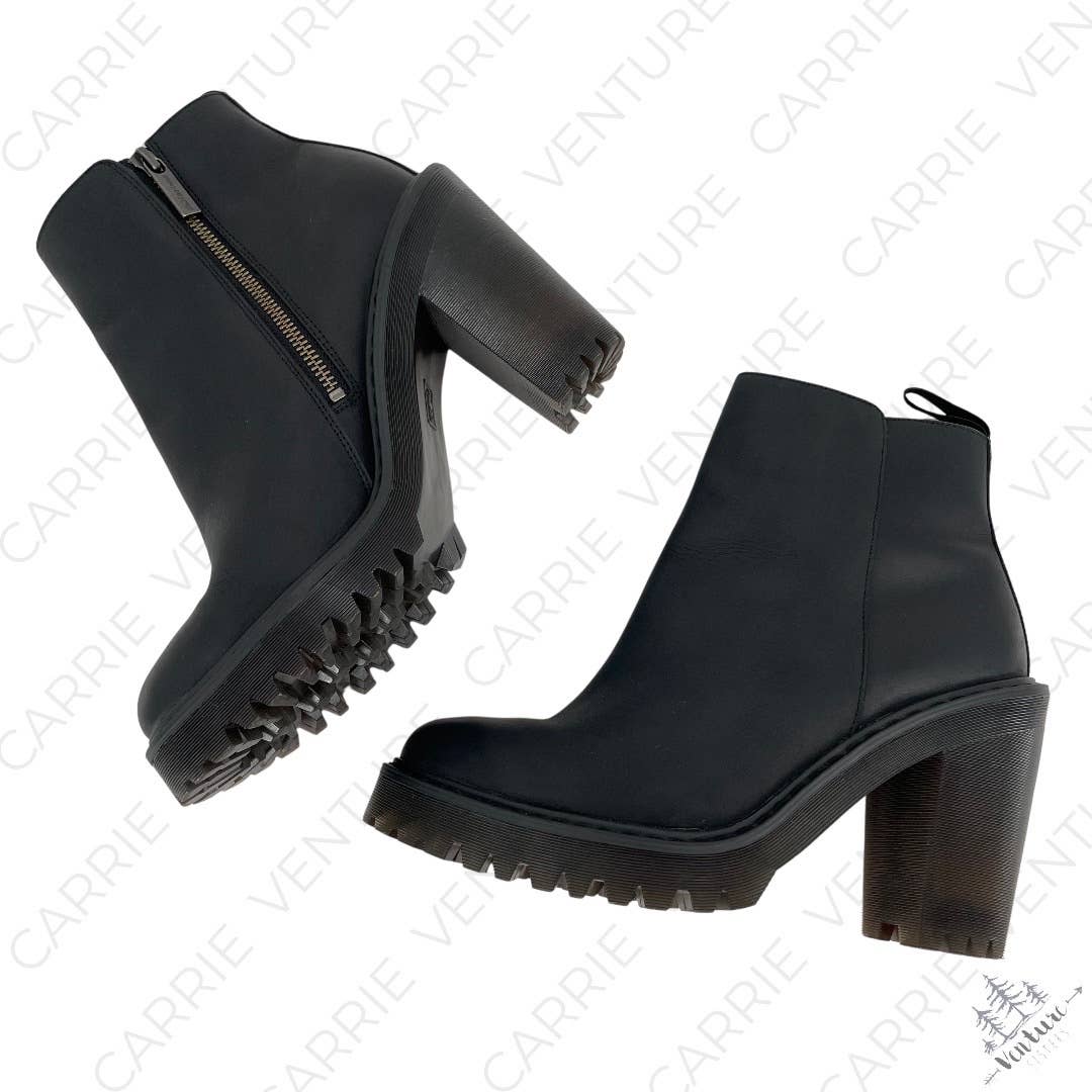 Dr. Martens Magdalena Black Blackout Witchy Grunge Leather Heeled Ankle Boots Size 9