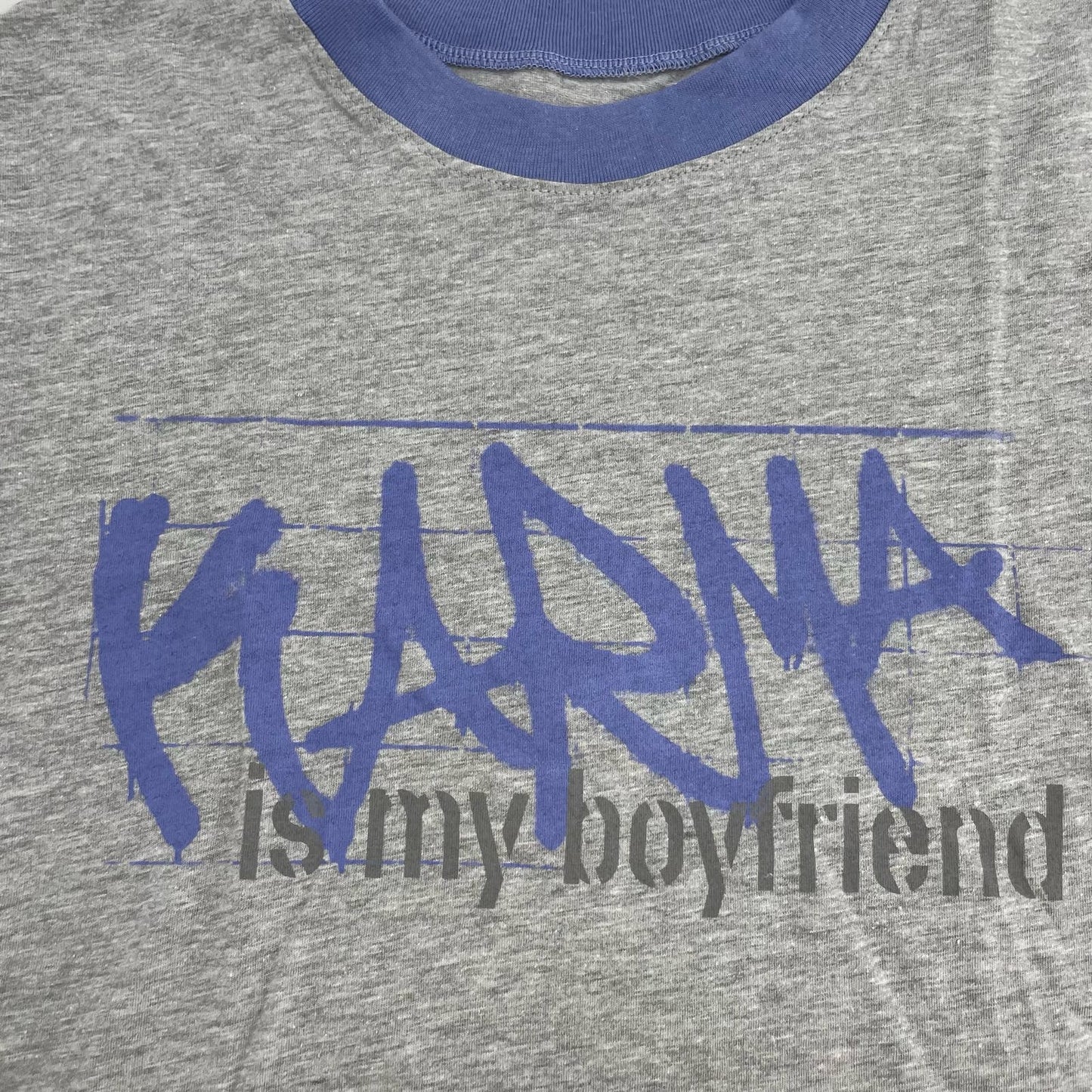 Taylor Swift Karma Is My Boyfriend Midnights Cropped Ringer Tee Purple Gray Size M