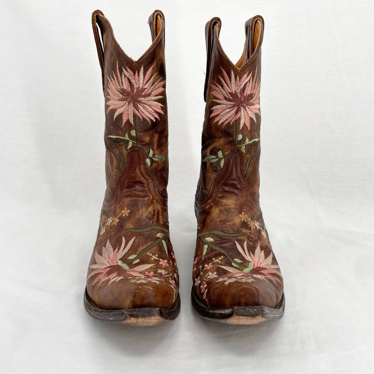 Old Gringo Ellie Boot Low Western Cowboy Cowgirl Floral Leather Brass Brown Size 8.5