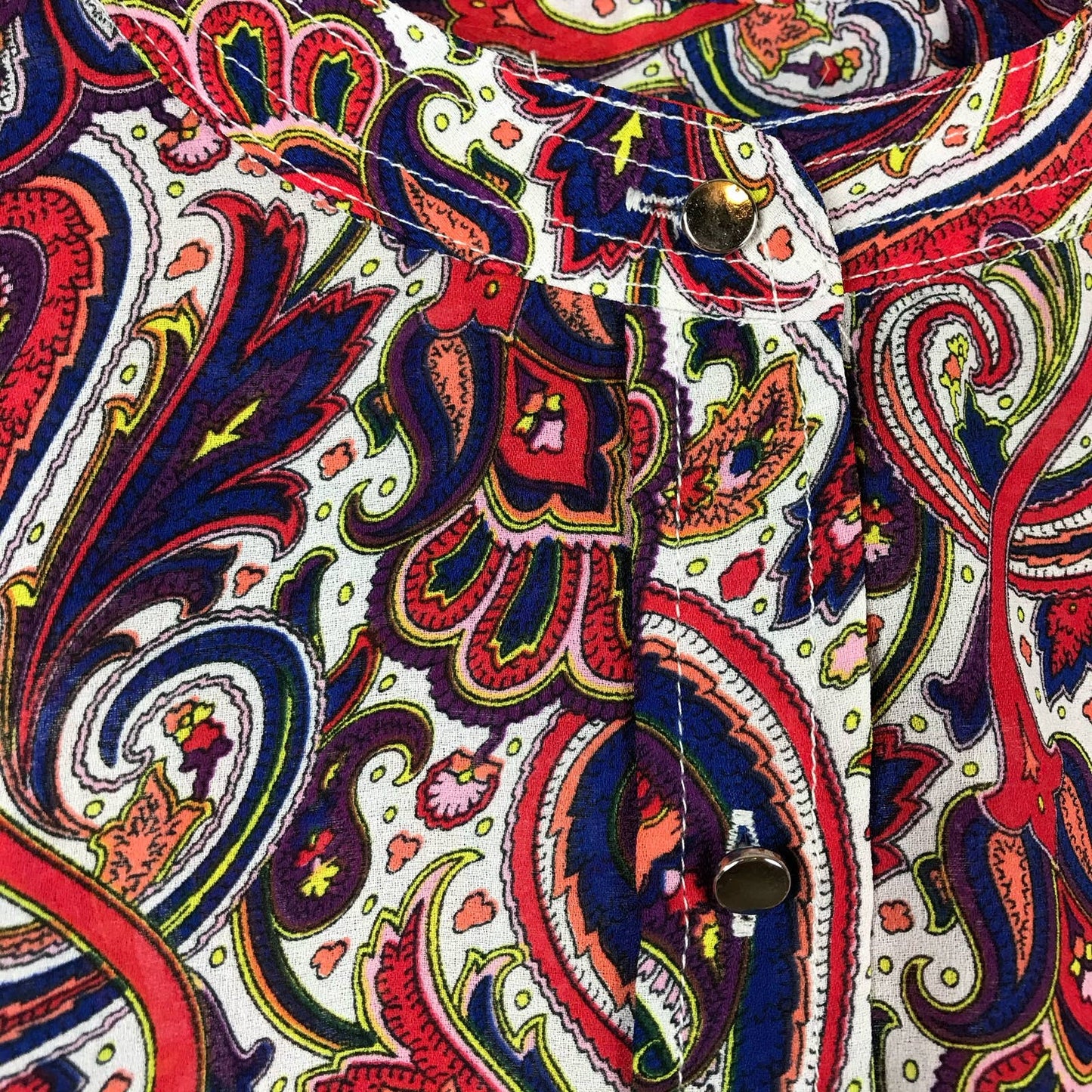 Liz Claiborne Paisley Floral Print Adjustable Roll Sleeve Jewel Tone Blouse Size S