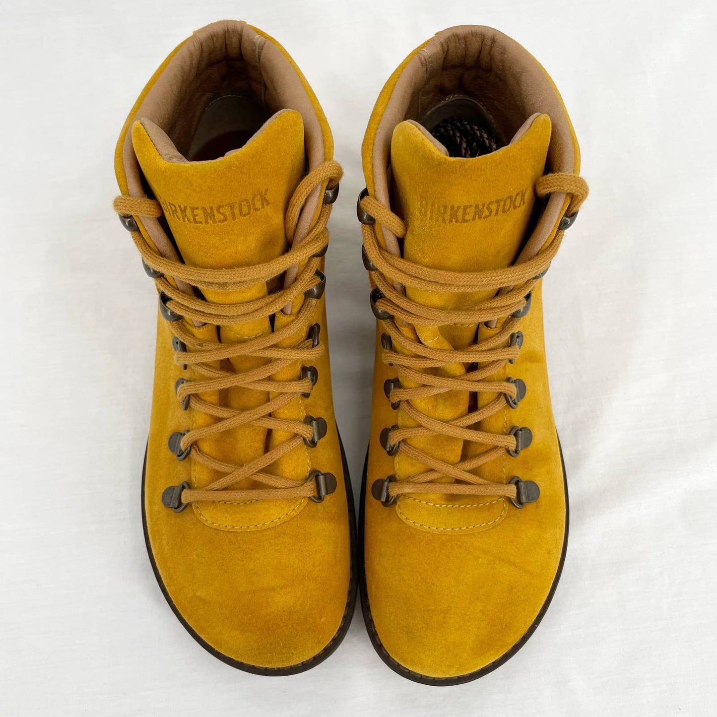 Birkenstock Jackson Boot Lace Up Ochre Yellow Suede Nubuck Narrow Size EU 38 | US 7