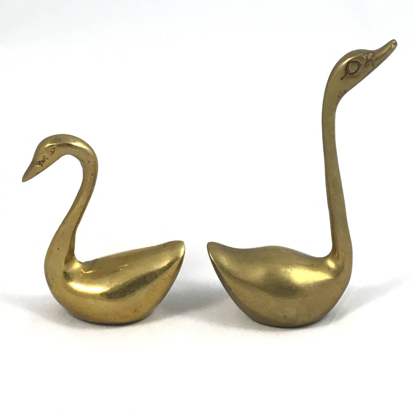 Vintage Brass Swan Pair Sleek Mid-Century Modern Home Decor Gold Birds Set of 2