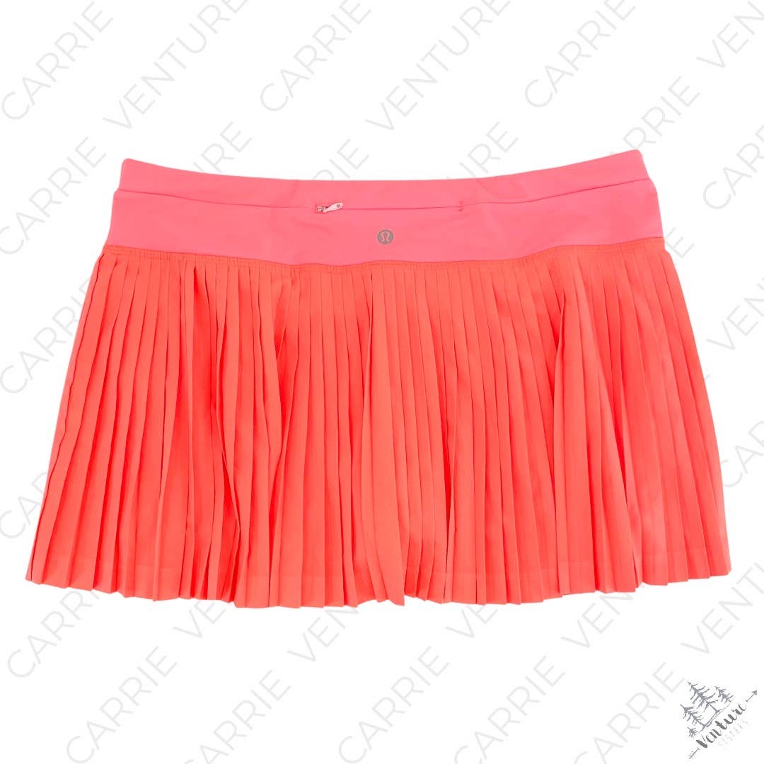 Lululemon Pleat To Street II Skirt Neon Grapefruit Pleated Skort Tennis Orange Size 10