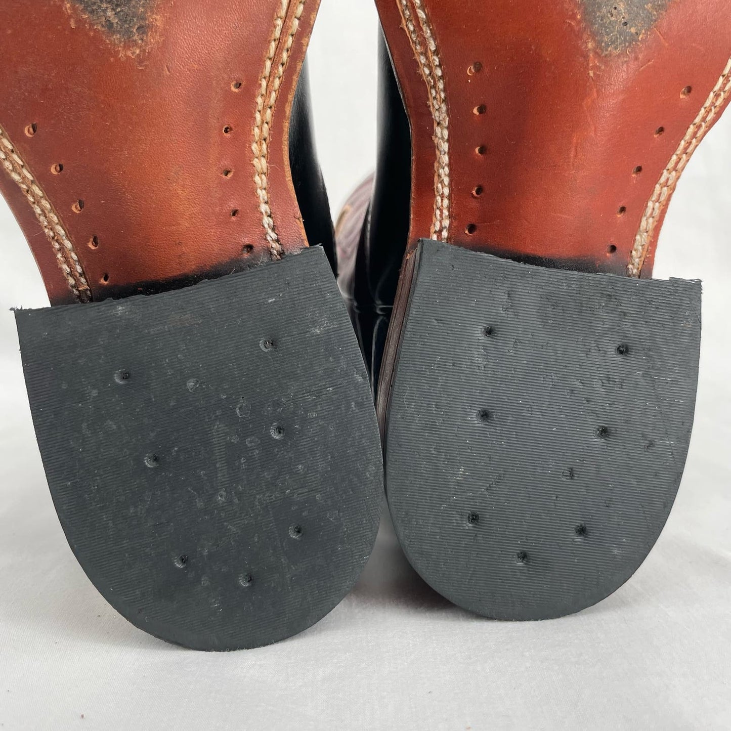 Boulet Purple Black Leather Cowboy Western Boots Roper Style Square Toe Size 7.5