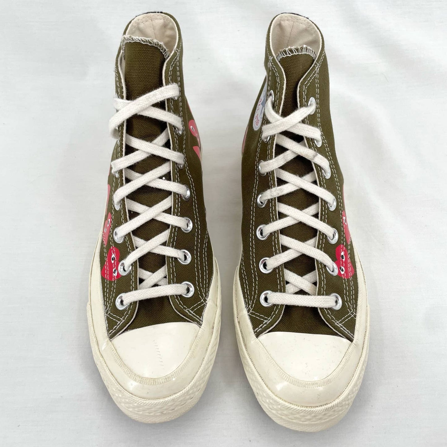 Converse X Comme des Garcons Play Chuck Taylor Multi Heart Khaki Sneakers Shoes Size W 8