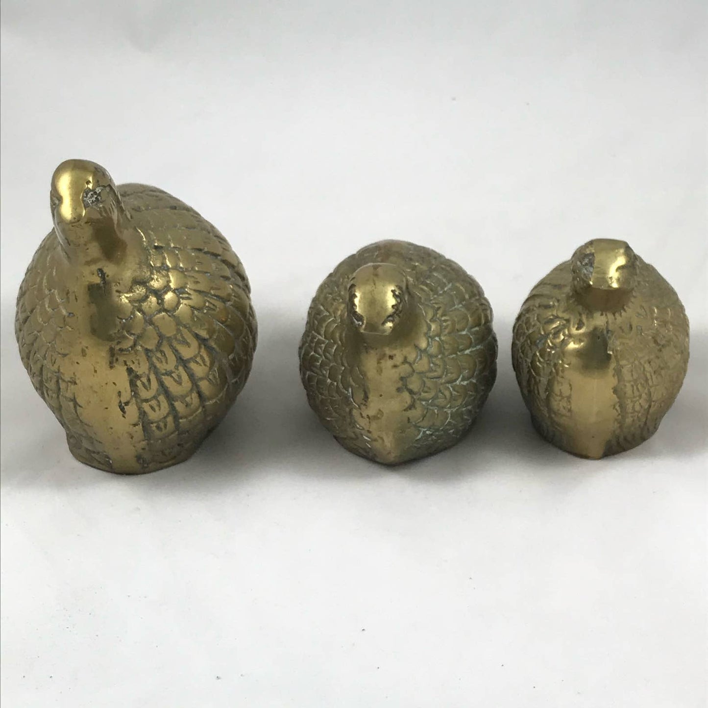 Vintage Brass Quail Grouse Set of 3 MidMod Game Bird Rustic Chic Farmhouse Decor