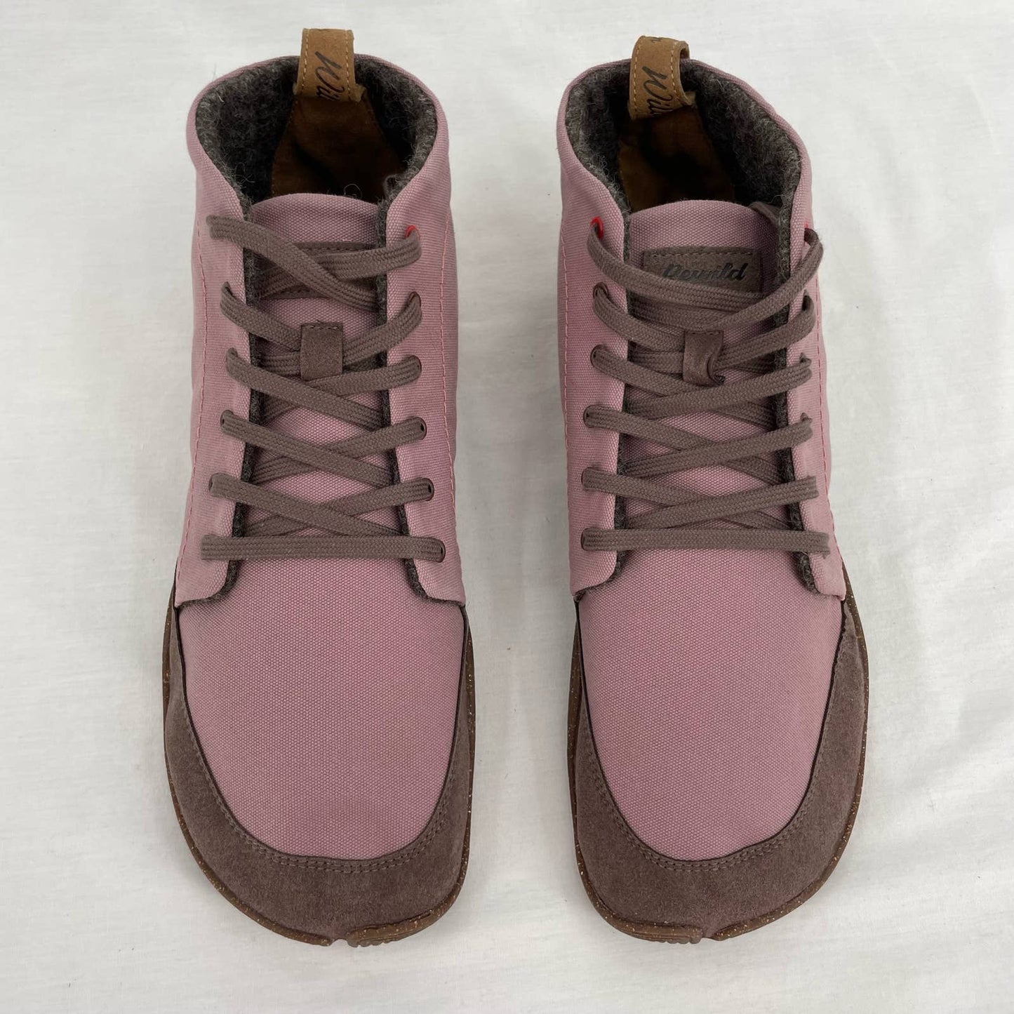 Wildling Winter Heath Rosewood Canvas Wool Barefoot Shoes Ankle Boots Unisex Size 43