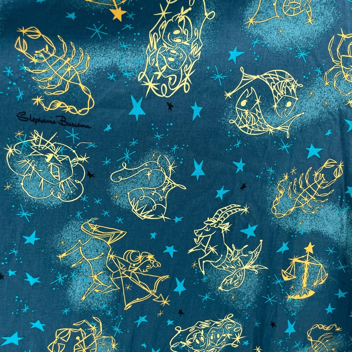 Pinup Couture Heidi Dress Darling Retro Astrology Zodiac Blue Yellow Stars Print Size M