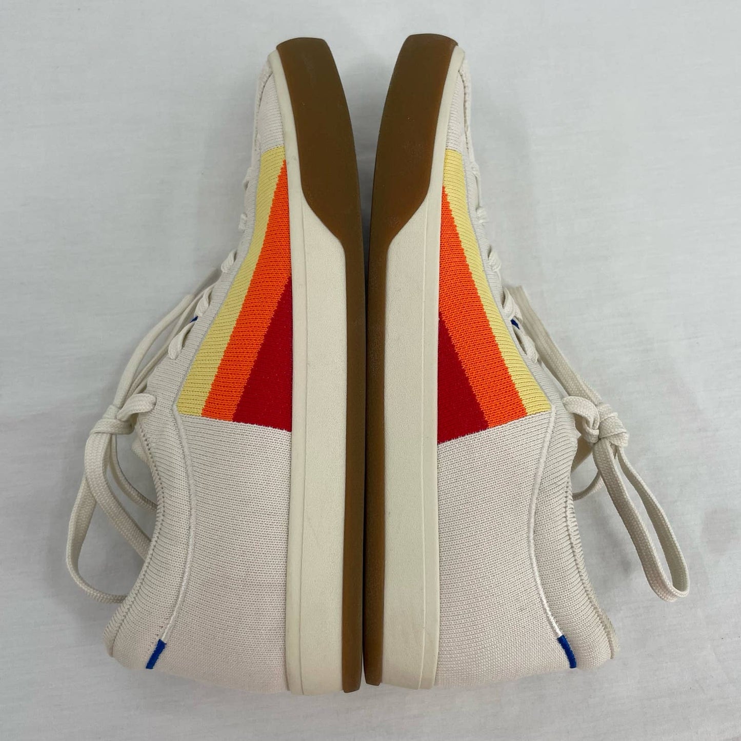 Rothy's The Lace Up Sneakers Yellow Candy Stripe Retro Orange Red Yellow Size 9