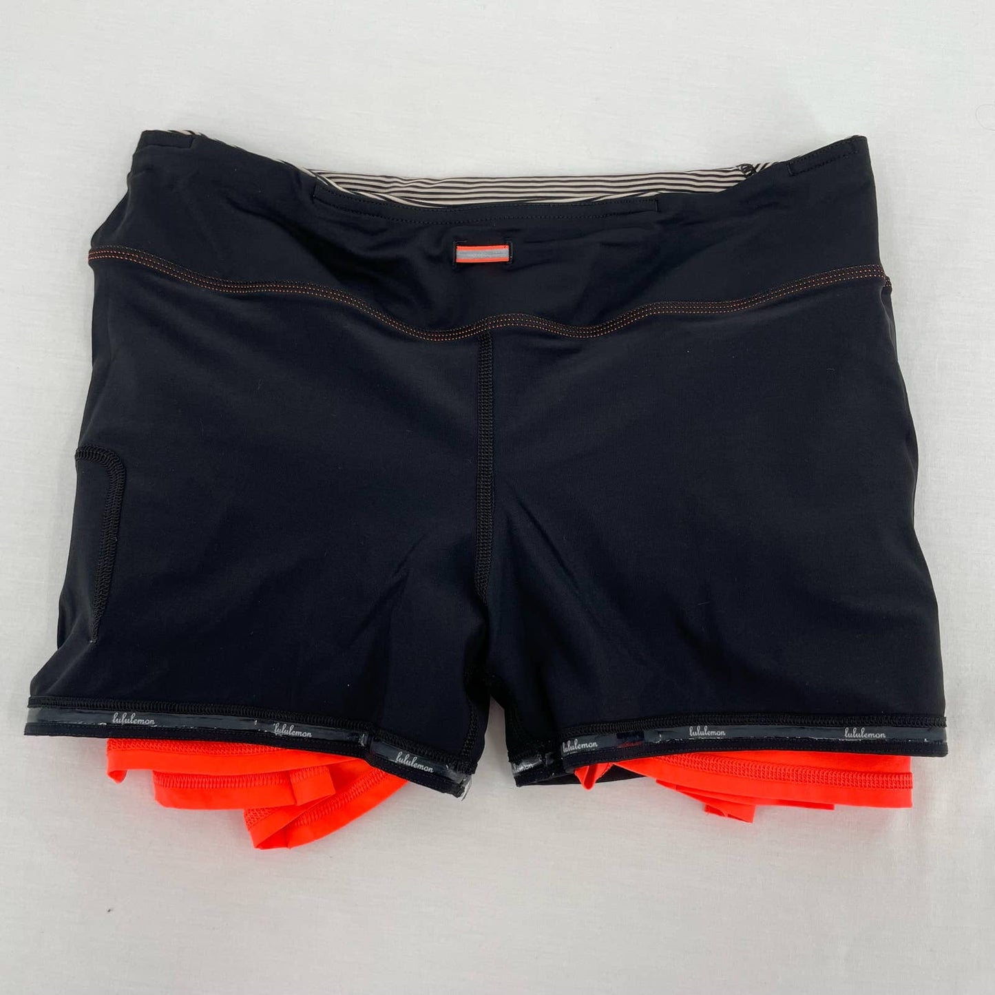 Lululemon Pace Setter Skirt Light Flare Tonka Stripe Cashew Blaze Orange Tennis Skort Size 6