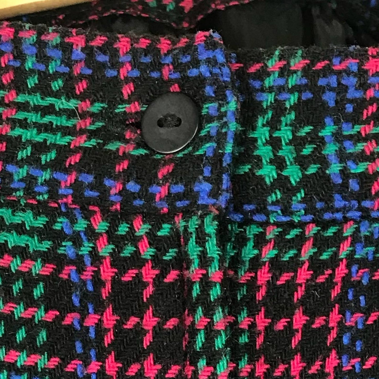 Vintage Joan Leslie Tweed Skirt Wool Blend Pink Green Blue Plaid Retro Skirt Size 6P