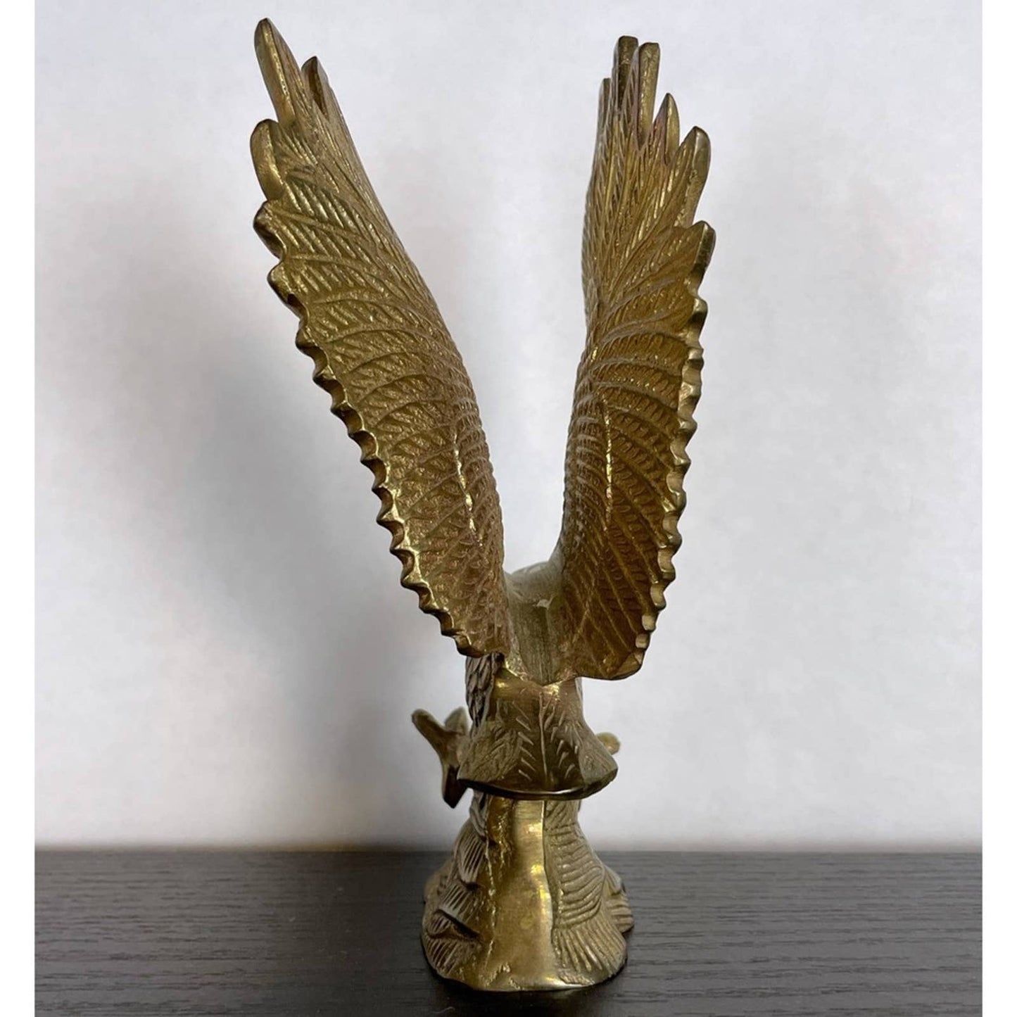 Vintage Brass Eagle Figurine Flying Soaring Bald Golden