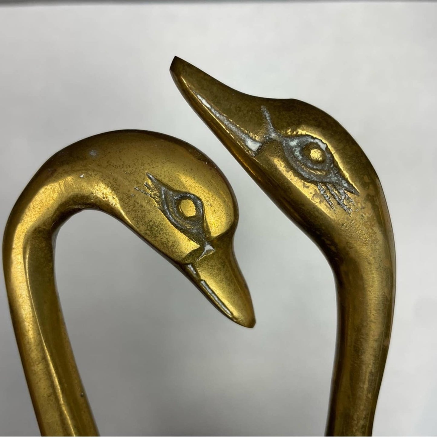 Vintage Brass Elegant Swan Pair Large Mid-Century Modern Decor Curio Figurines