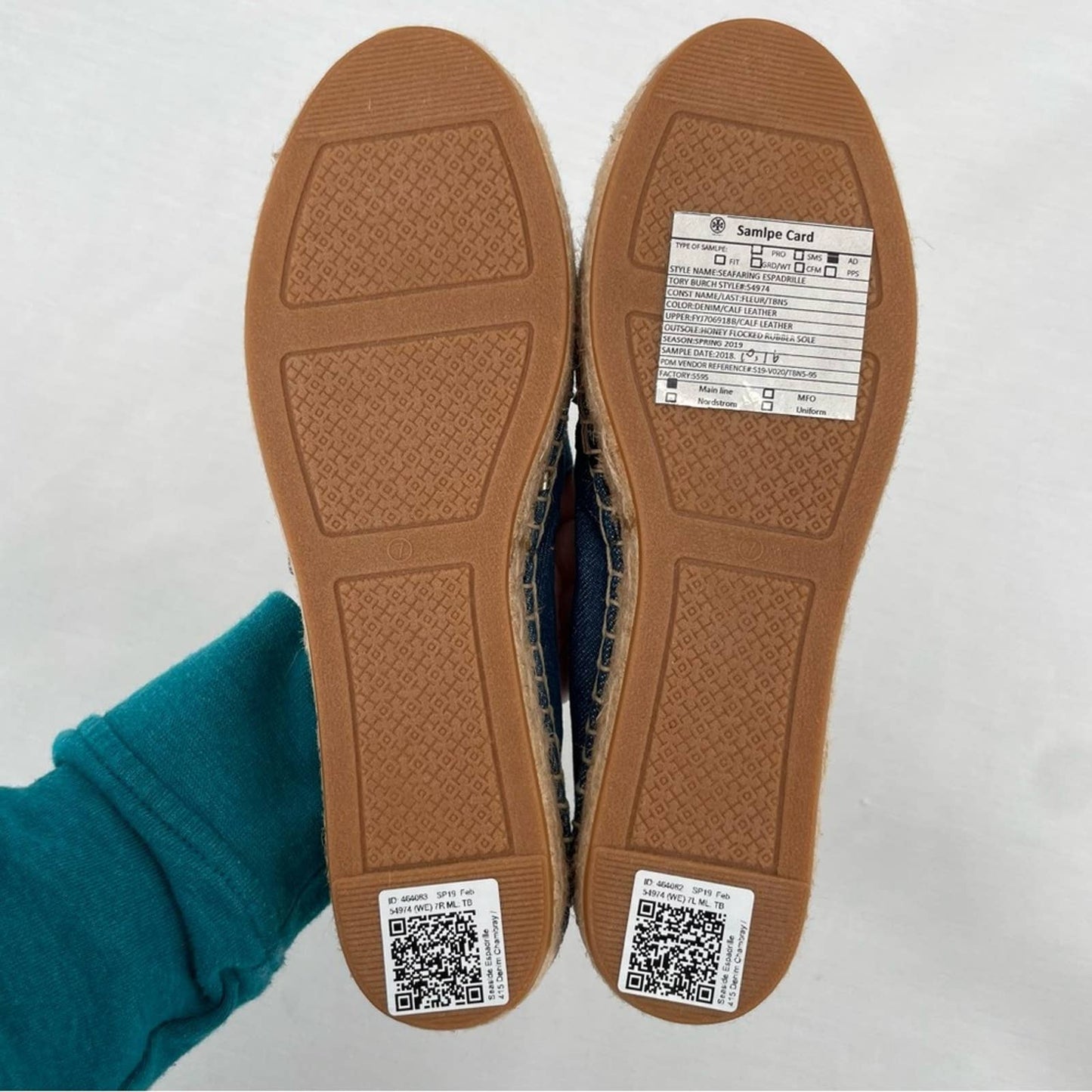 Tory Burch Seaside Espadrille Denim Chambray Nautical Fishing Sailing Boat Shoes Size 7