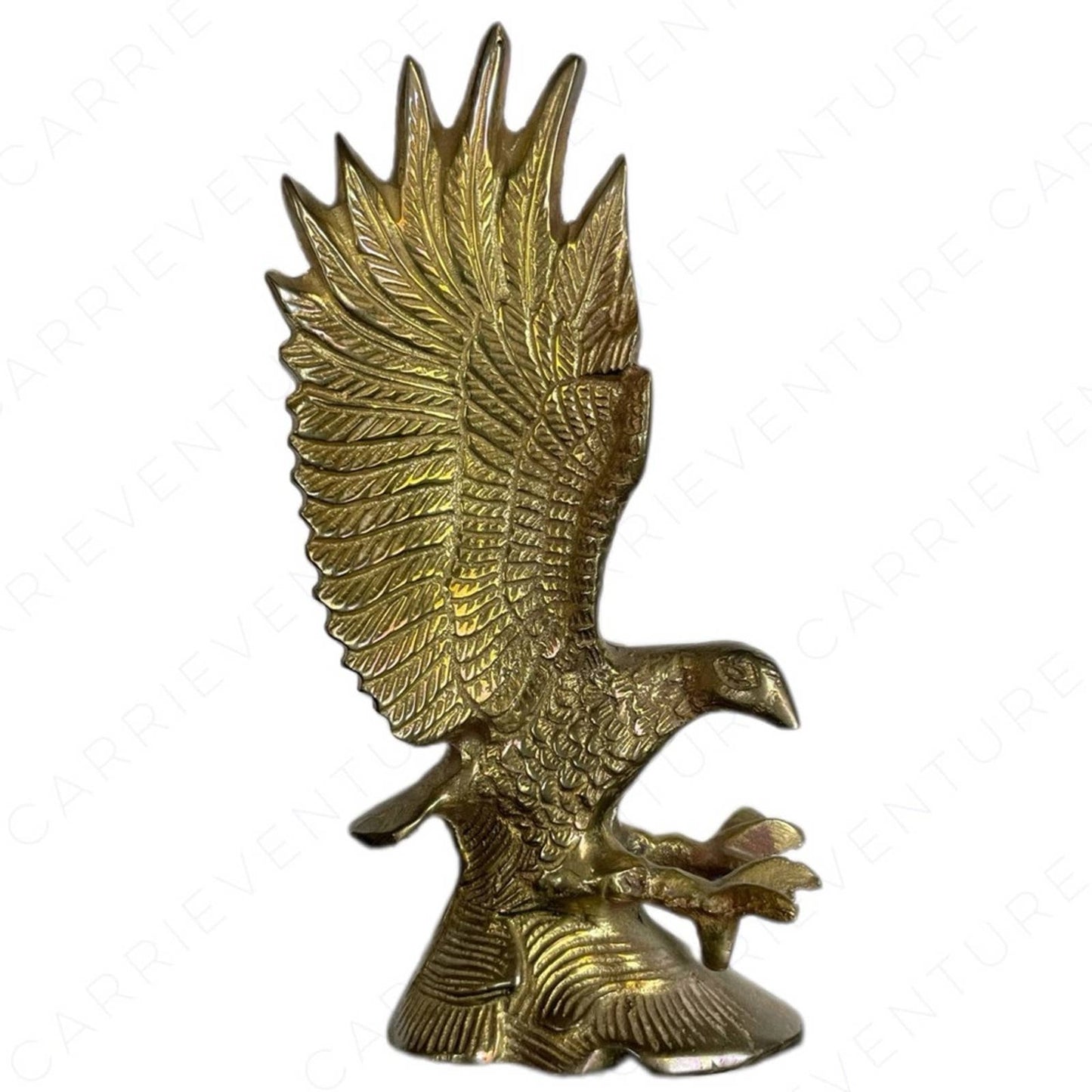 Vintage Brass Eagle Figurine Flying Soaring Bald Golden
