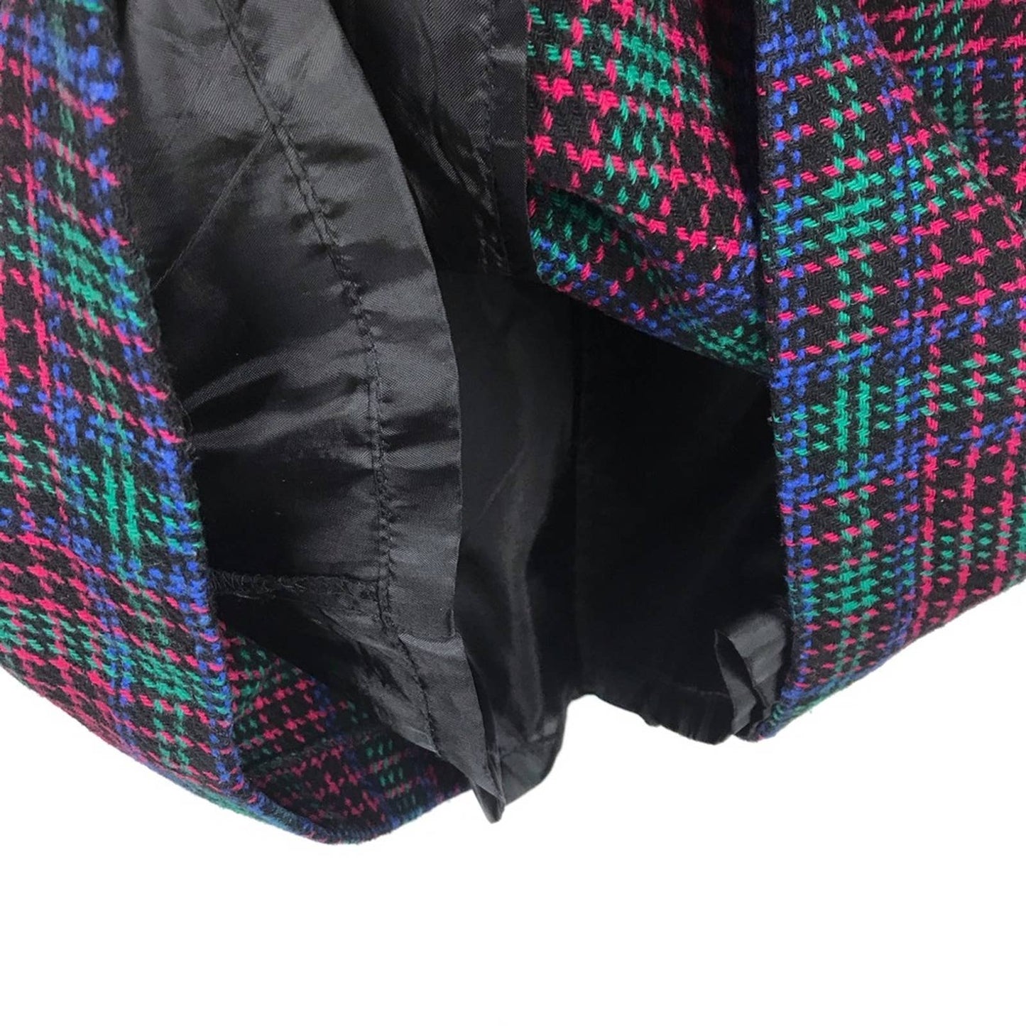 Vintage Joan Leslie Tweed Skirt Wool Blend Pink Green Blue Plaid Retro Skirt Size 6P