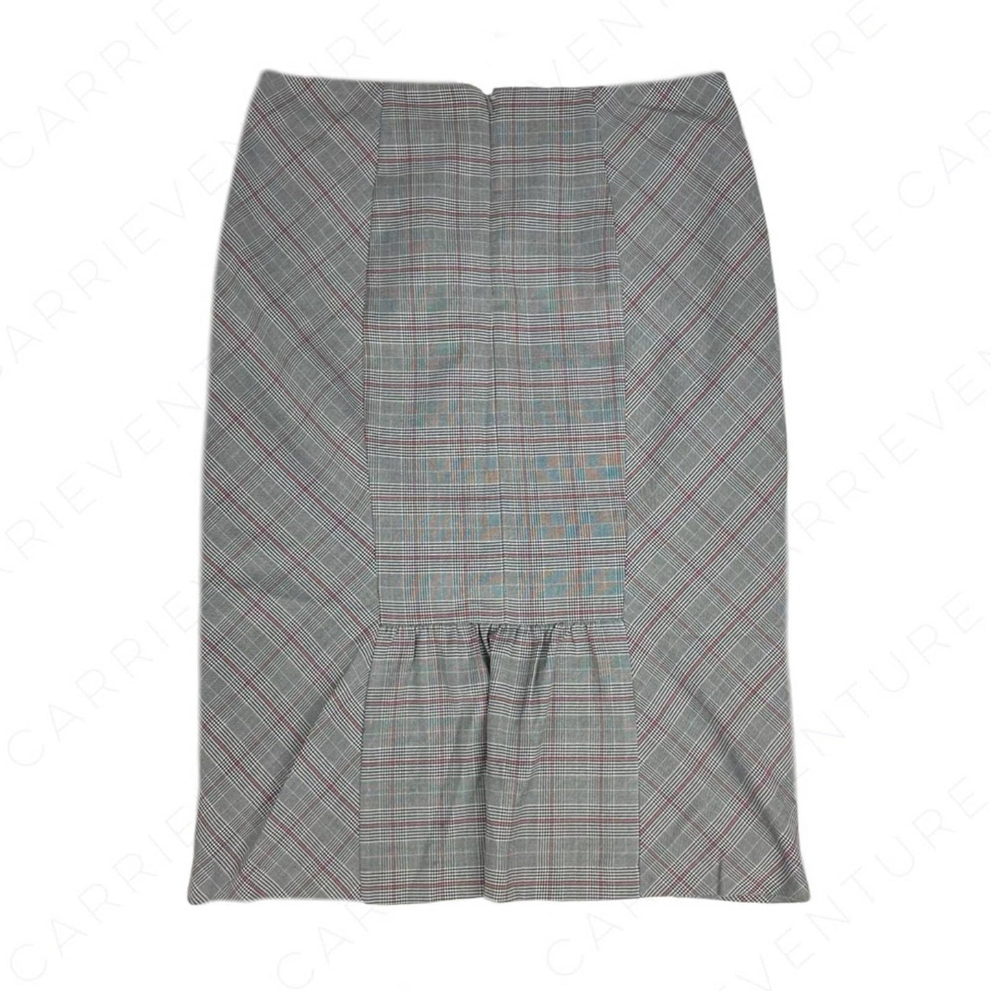 NY&Co 7th Ave Design Studio Gray Houndstooth Plaid Midi Ruffle Pencil Skirt Size 12