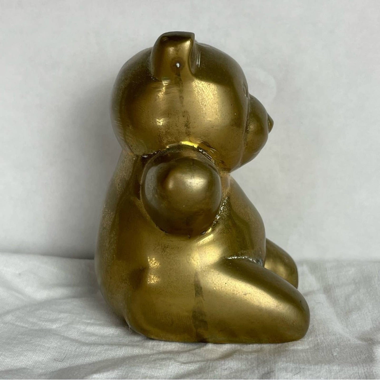 Vintage Brass Bear Adorable Chubby Teddy Figurine Nursery Traditional Style