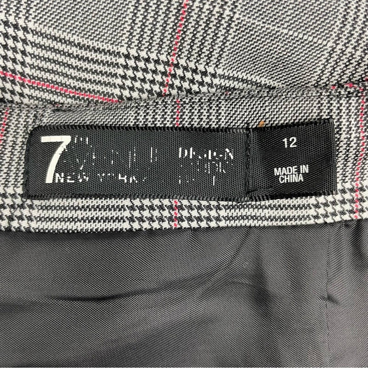 NY&Co 7th Ave Design Studio Gray Houndstooth Plaid Midi Ruffle Pencil Skirt Size 12
