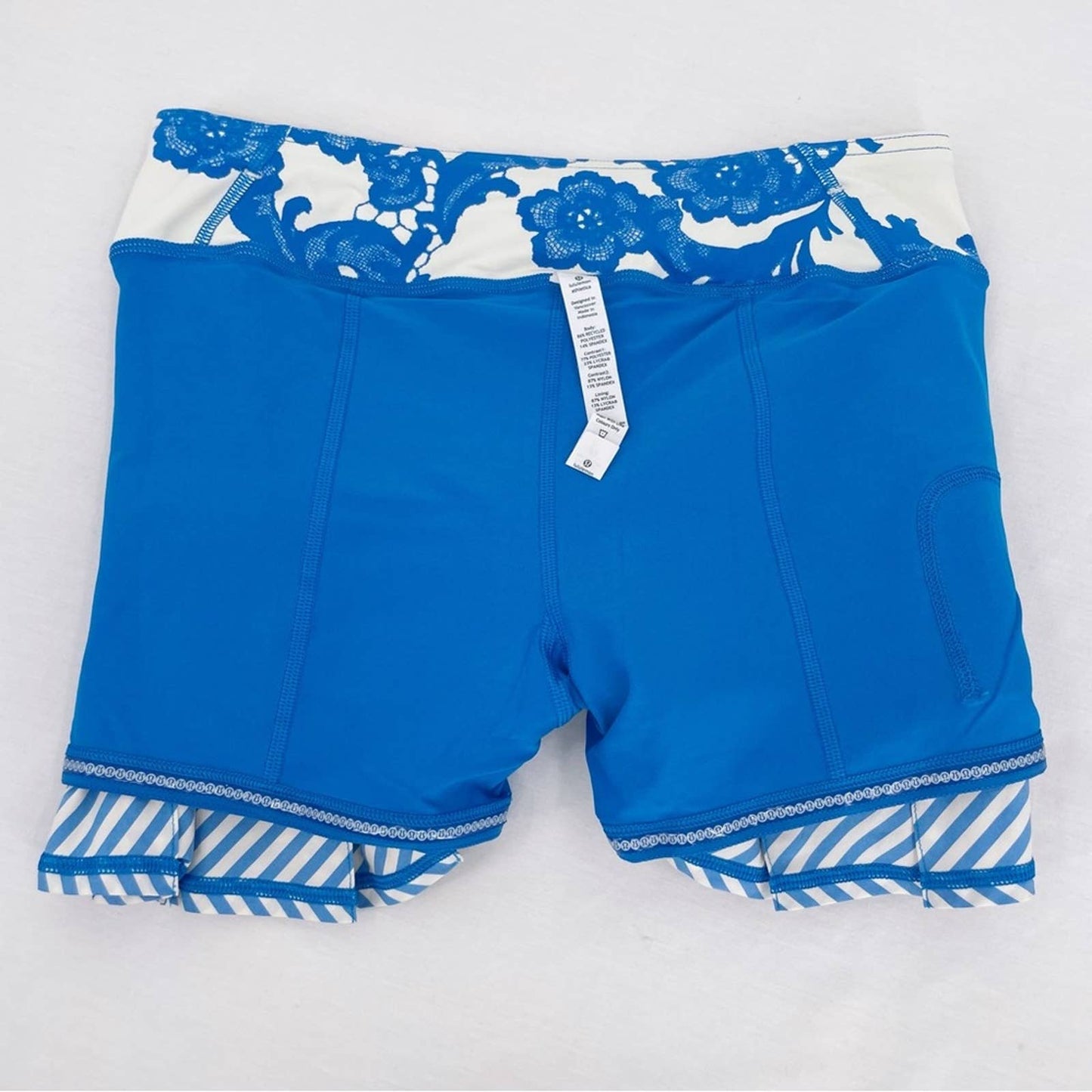 Lululemon Pace Setter Skirt Classic Stripe Polar Cream Blue Golf Tennis Skort Size 6