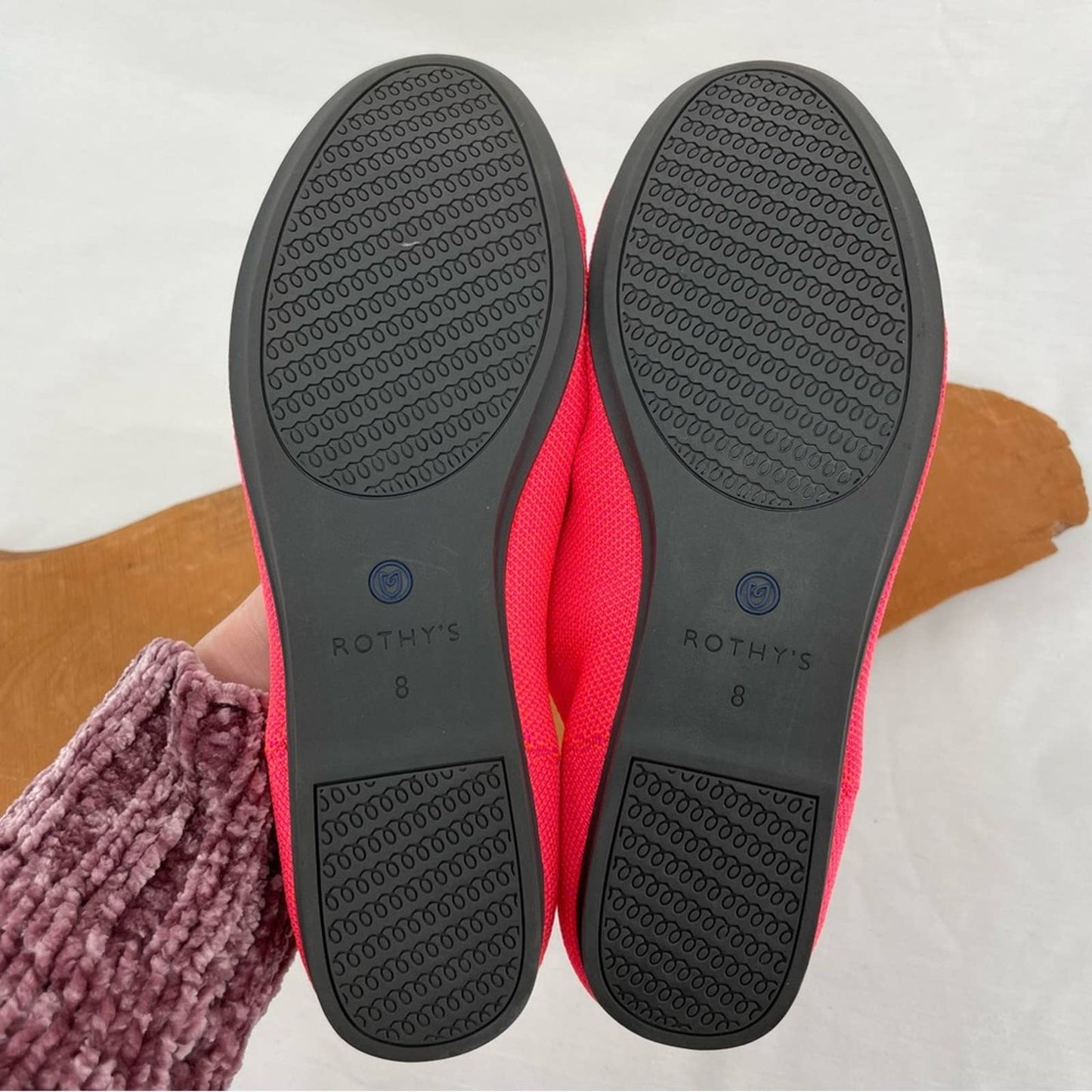 Rothy’s The Loafer Flamingo Hot Pink Neon Orange Smoking Flats Slip On Shoes Size 8