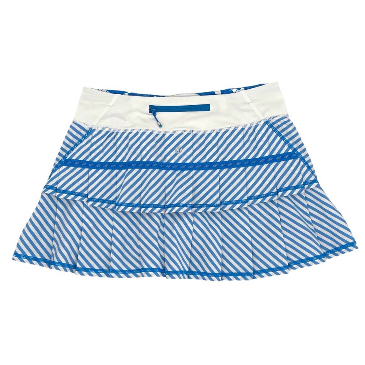 Lululemon Pace Setter Skirt Classic Stripe Polar Cream Blue Golf Tennis Skort Size 6