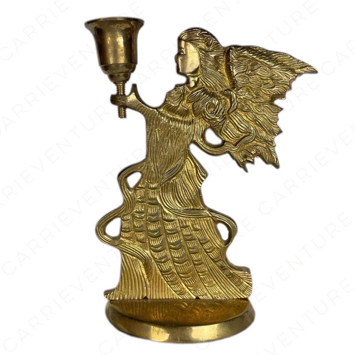 Vintage Brass Angel Candleholder Jainson Ornate Christmas Winter Holiday